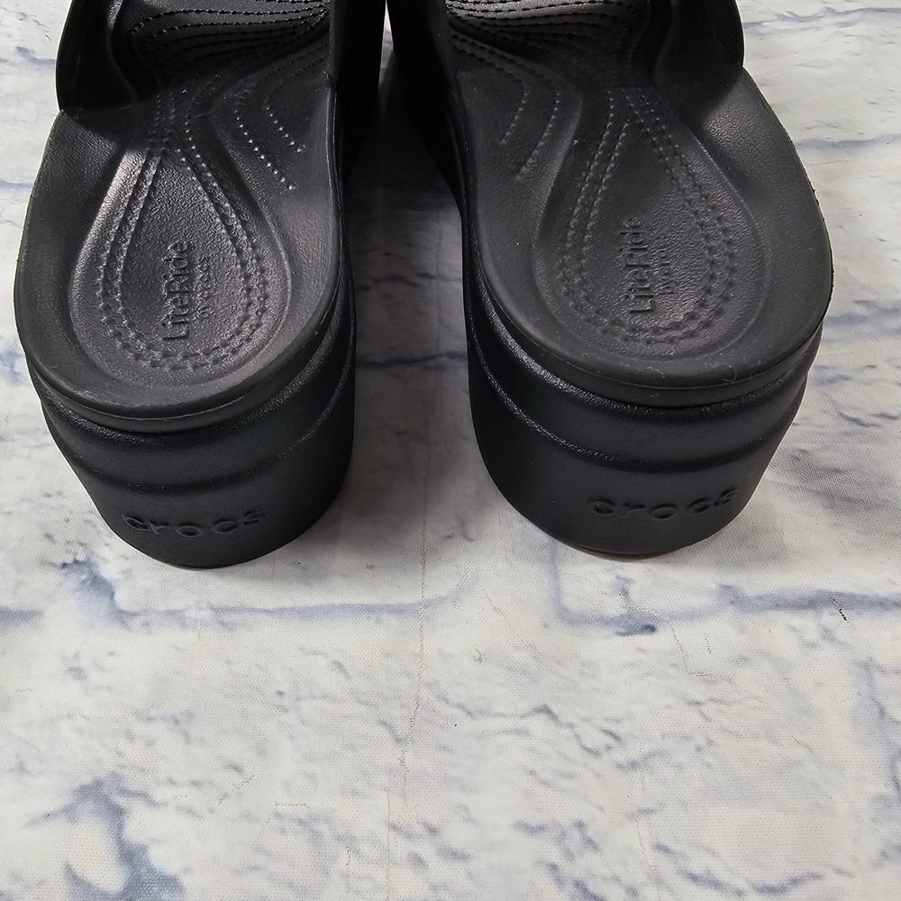 Crocs LiteRide Platform Slide Womens 9 Black Comfort Sandal Wedge - Picture 10 of 11